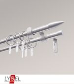 Vorschau Lysel - SET Topaz 2-Lauf Doppelträger 160cm Endstücke Patrone in Edelstahl-Optik #1W edelstahl-optik