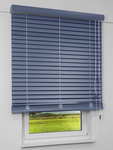 Jalousie Maßanfertigung Holzjalousie Blaugrau 7031