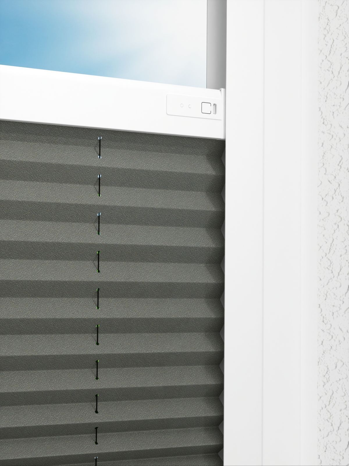 Detailansicht LYSEL HOME Plissee 208A Oliv Krepp