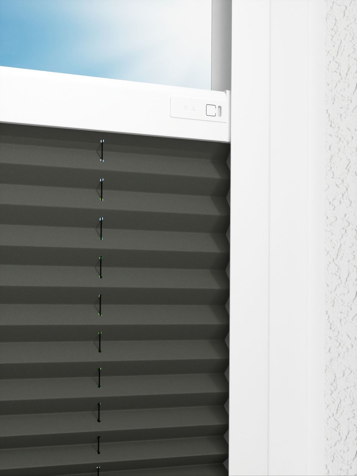 Detailansicht LYSEL HOME Plissee 202A Oliv Krepp BO