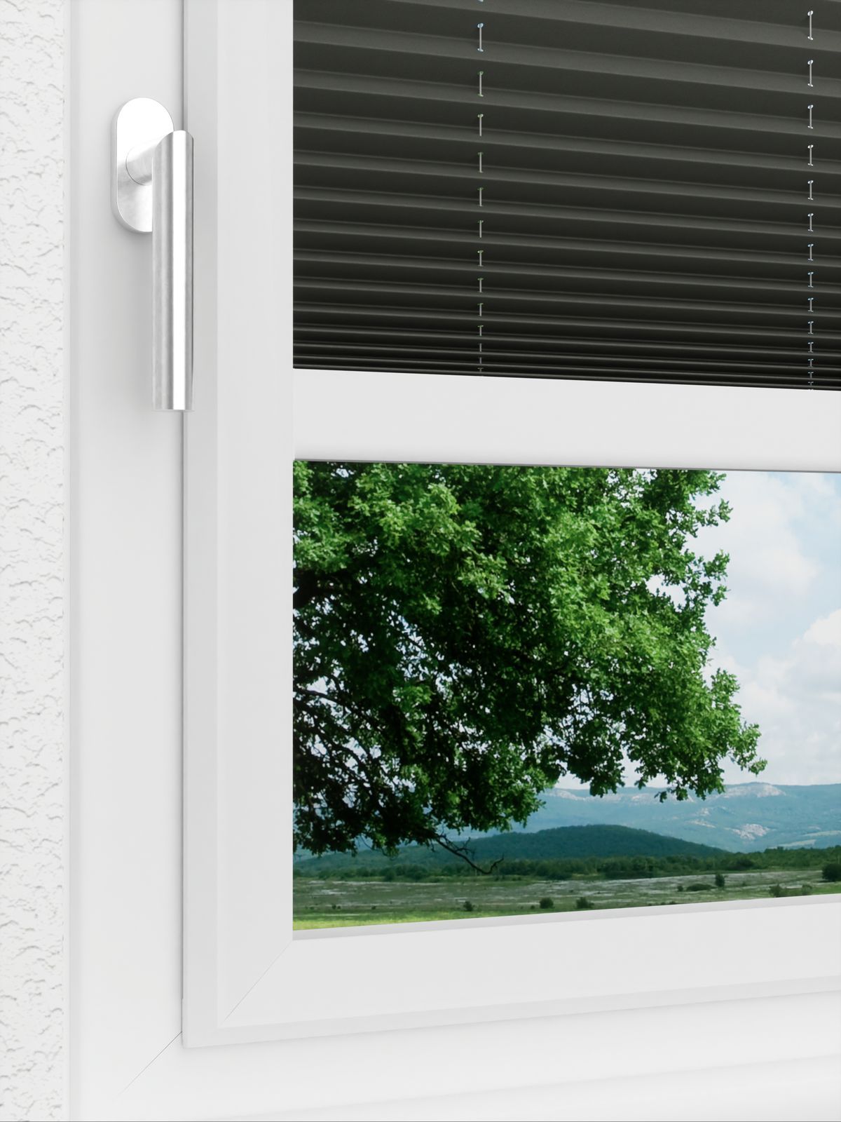 Detailansicht LYSEL HOME Plissee 211A Oliv Krepp Pearl