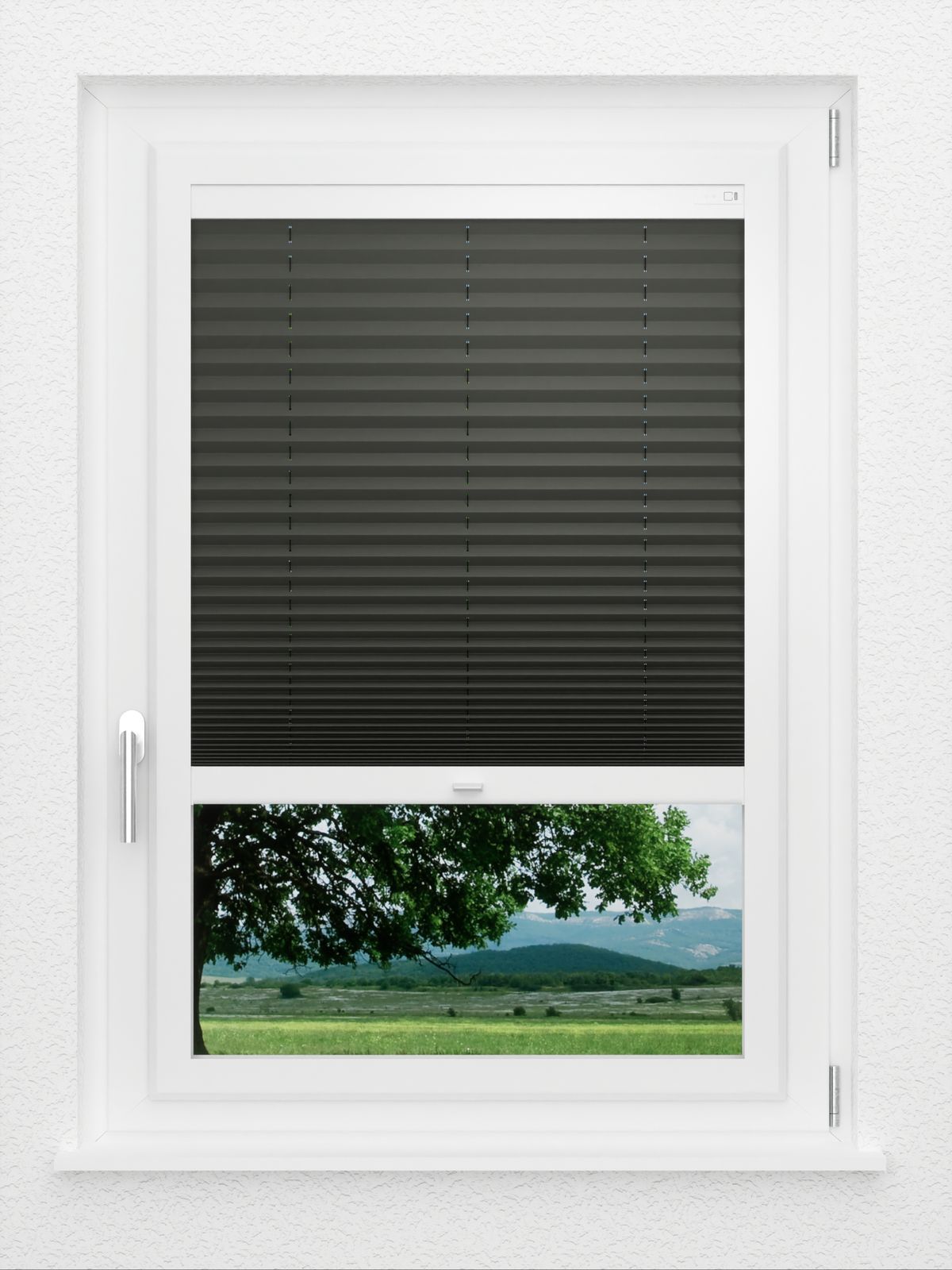 Detailansicht LYSEL HOME Plissee 202B Oliv Krepp BO