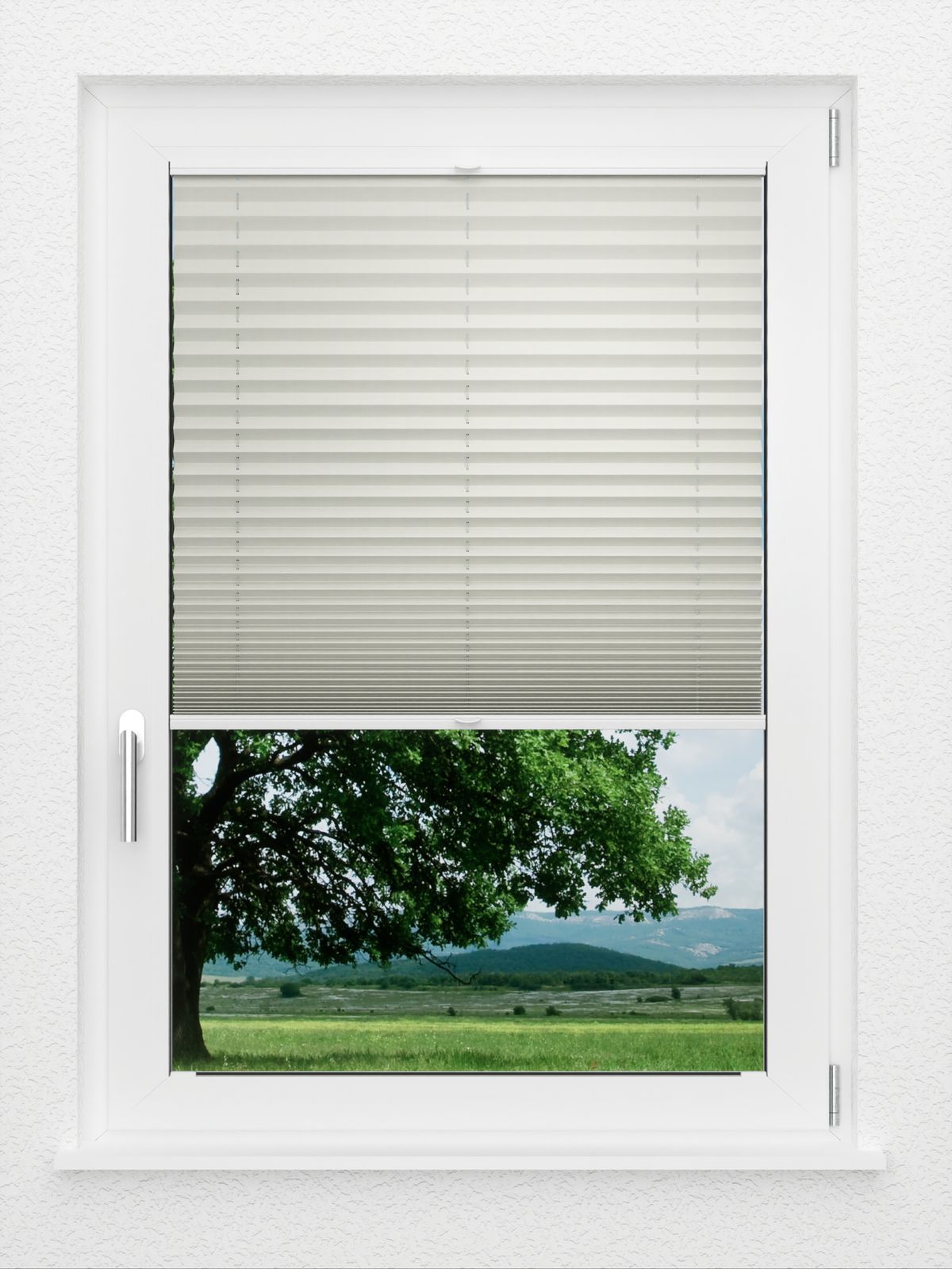 Detailansicht LYSEL HOME Plissee 212B Oliv Krepp Pearl