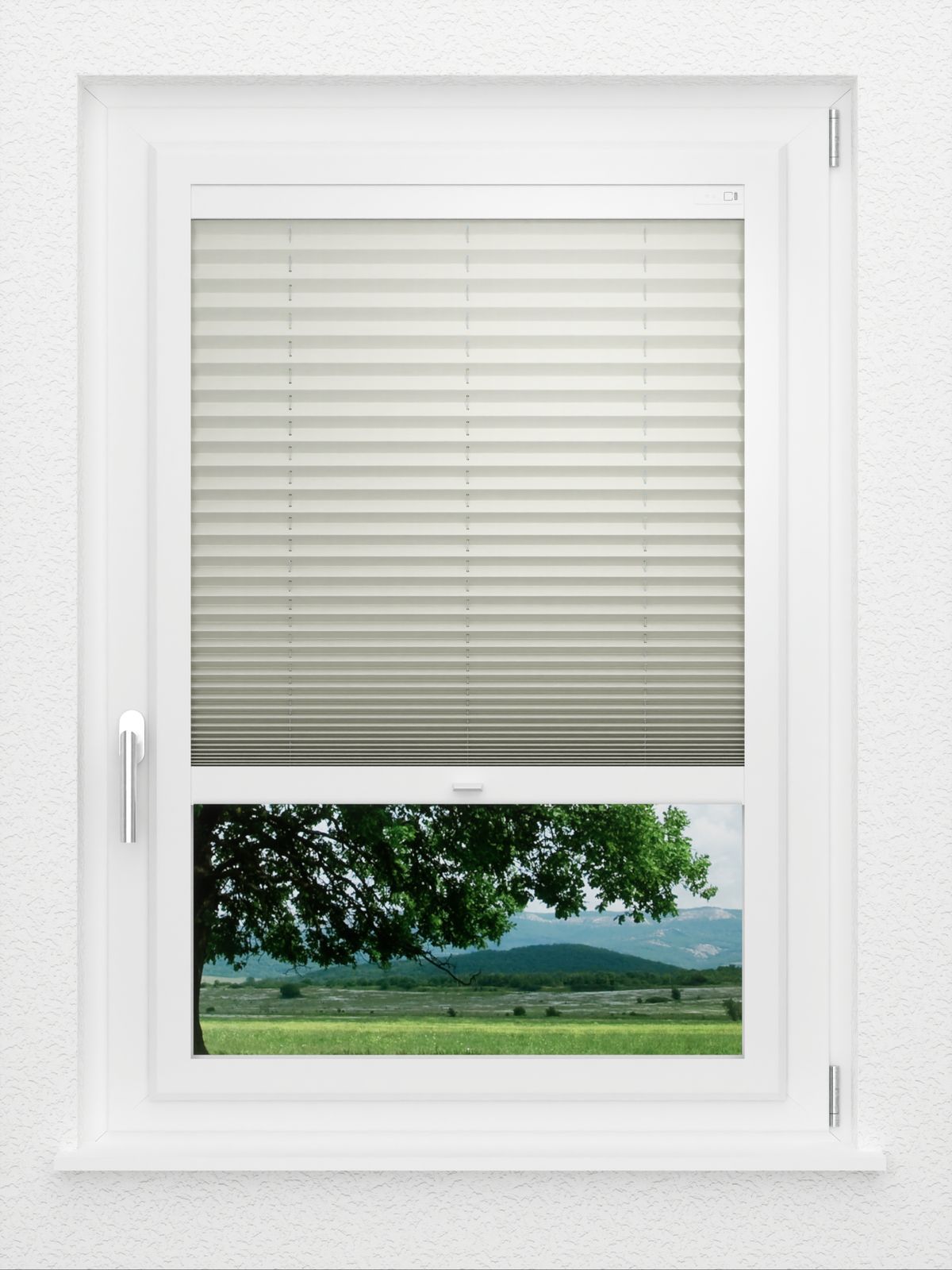 Detailansicht LYSEL HOME Plissee 212B Oliv Krepp Pearl